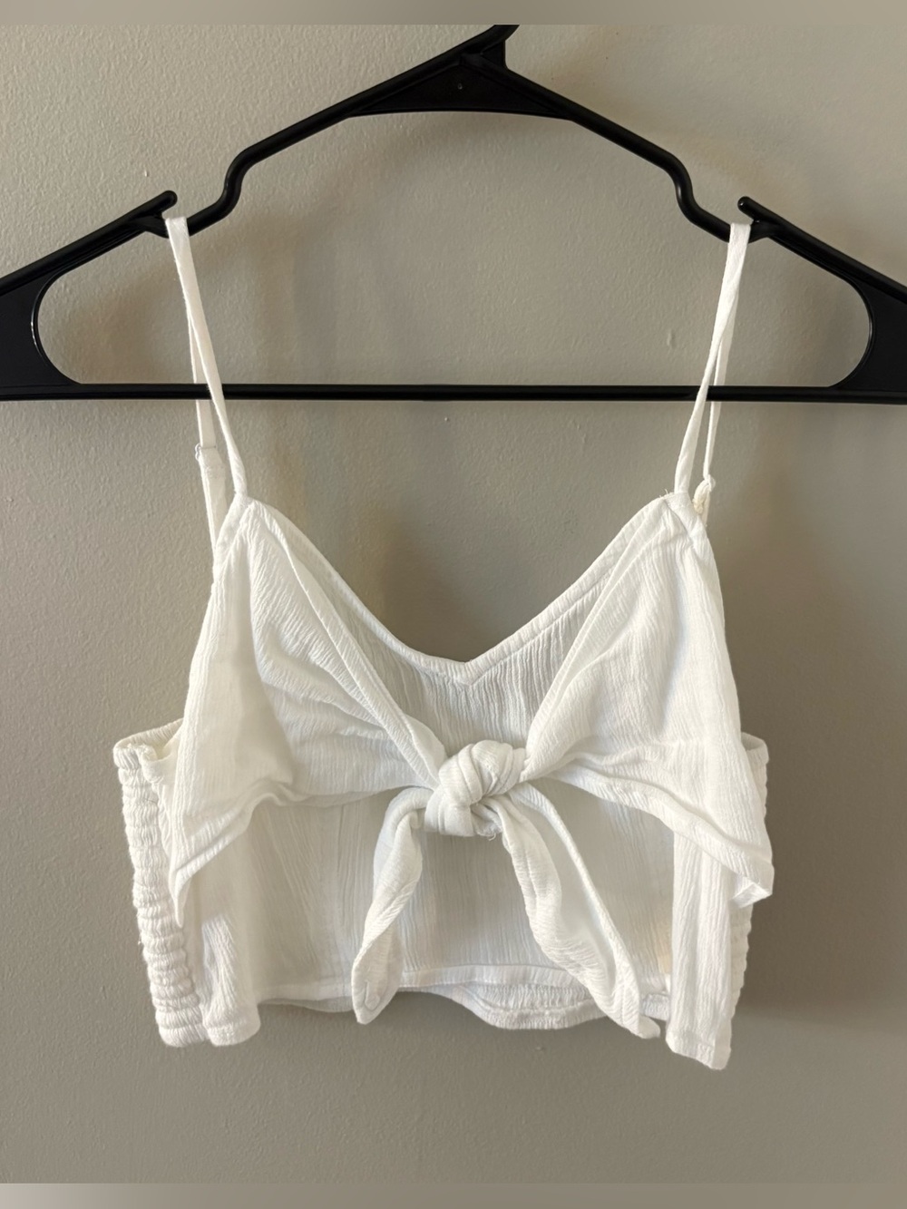 Aerie White Tie-in-Front Linen Like Crop Top Tank Size Women’s Small